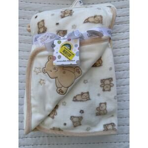 Little Me Reversible Plush Beige Teddy Bear Baby Blanket Lovey New